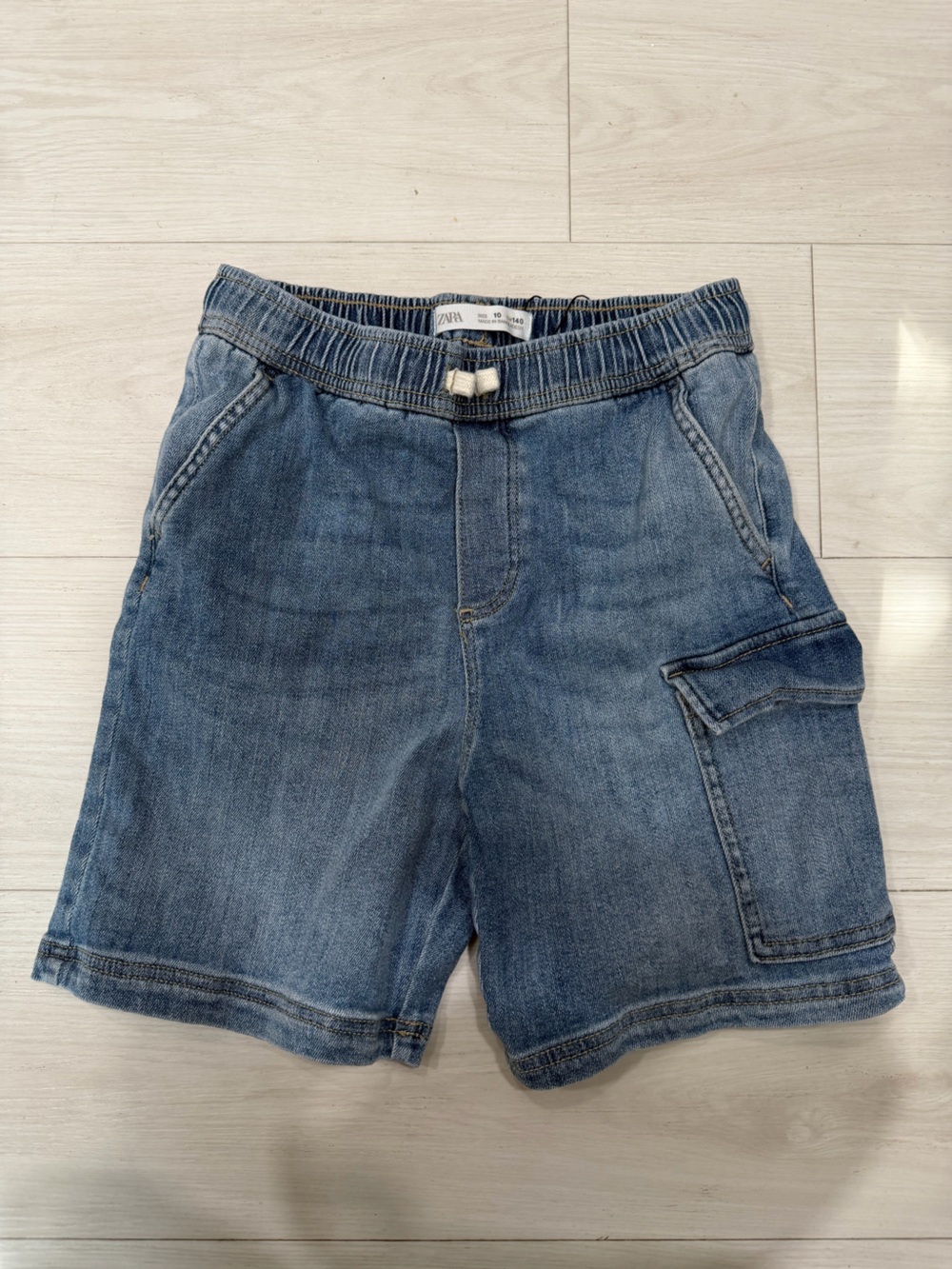 Zara Boys Blue Denim Cargo Shorts